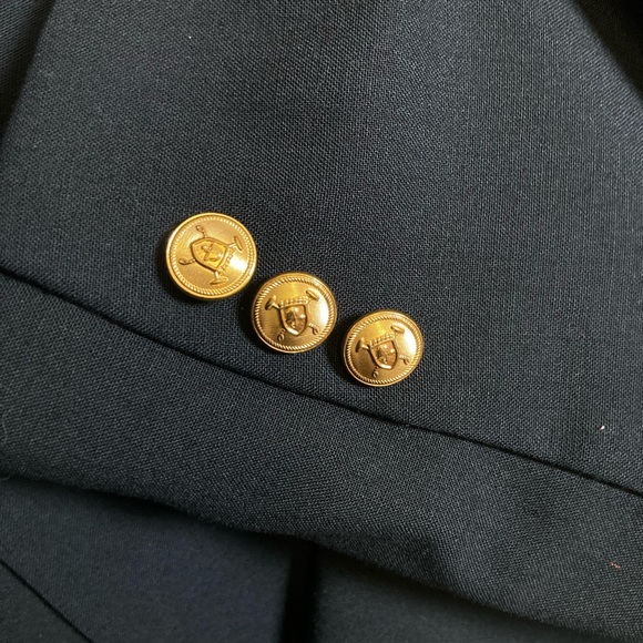 Wool Cordovan & Grey Navy Double-Breasted Blazer with Gold Buttons Sz 42L - Picture 8 of 16